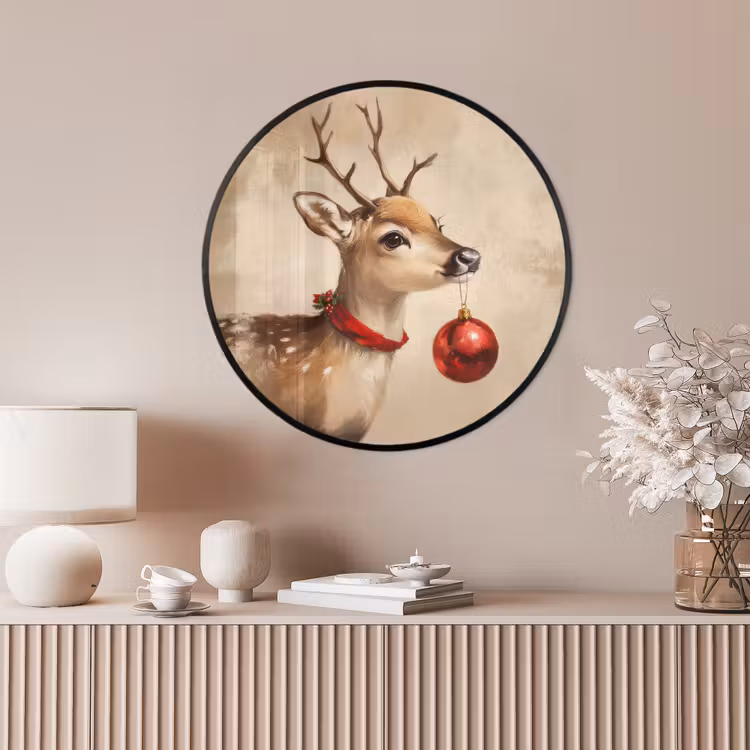 Ronde fotolijst - Kerst - Hert - Gewei - Kerstbal - Rendier — 4