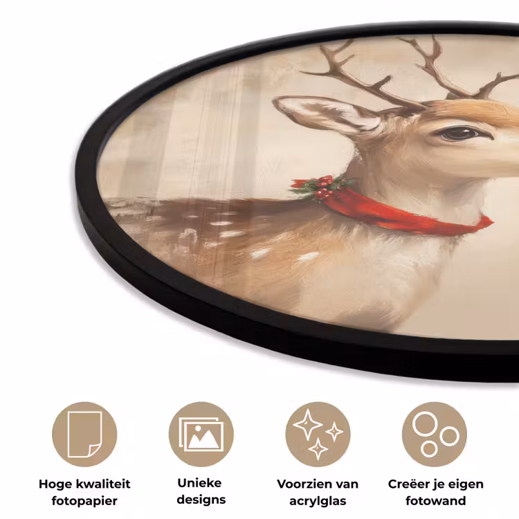 Ronde fotolijst - Kerst - Hert - Gewei - Kerstbal - Rendier — 5