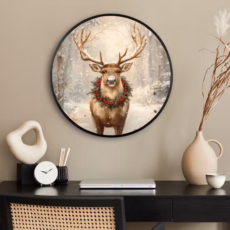 Ronde fotolijst - Kerst - Rendier - Winter - Krans — 2