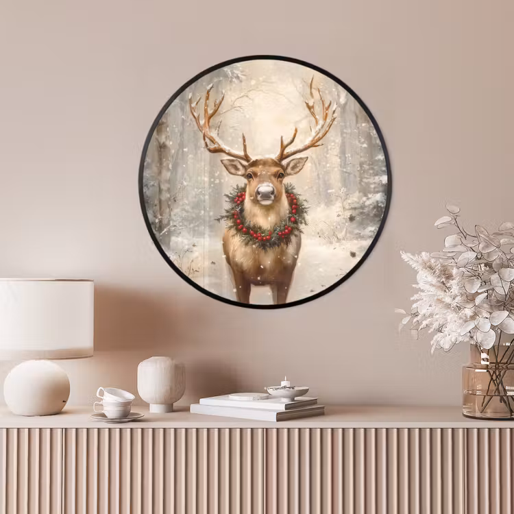 Ronde fotolijst - Kerst - Rendier - Winter - Krans — 4