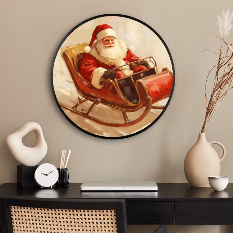 Ronde fotolijst - Kerst - Slee - Kerstman — 2