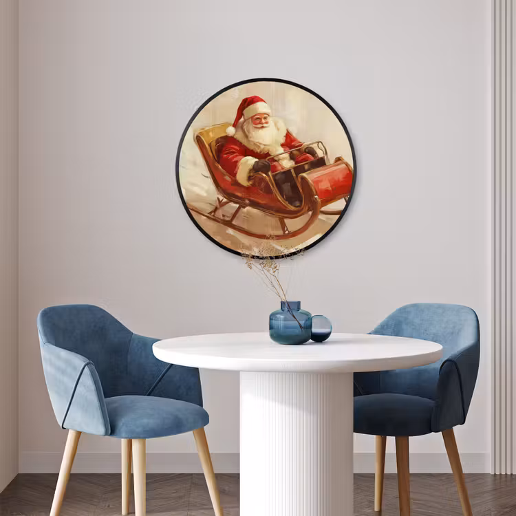 Ronde fotolijst - Kerst - Slee - Kerstman — 3