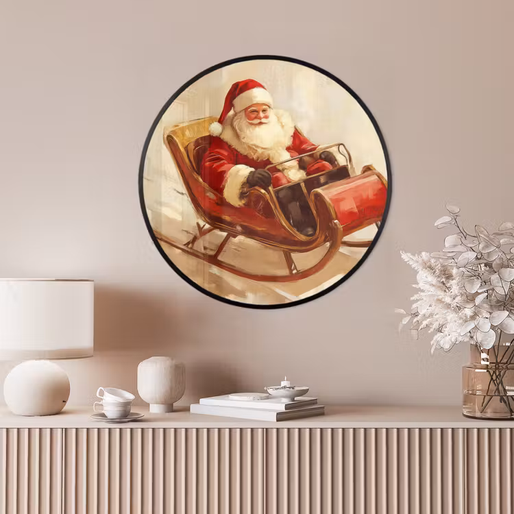 Ronde fotolijst - Kerst - Slee - Kerstman — 4