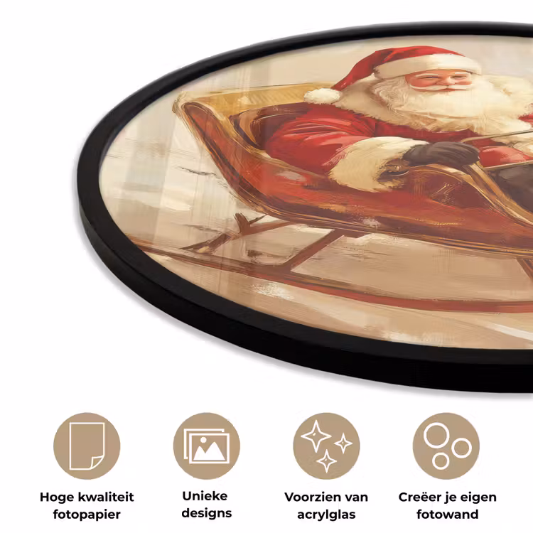 Ronde fotolijst - Kerst - Slee - Kerstman — 5