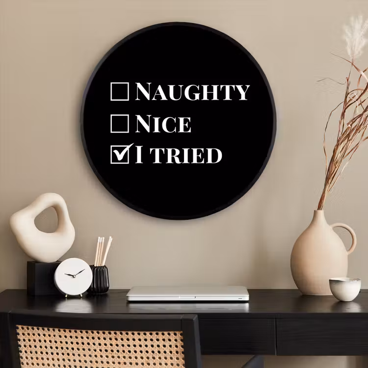 Ronde fotolijst - Kerst - Zwart - Wit - Quote - Grappig — 2