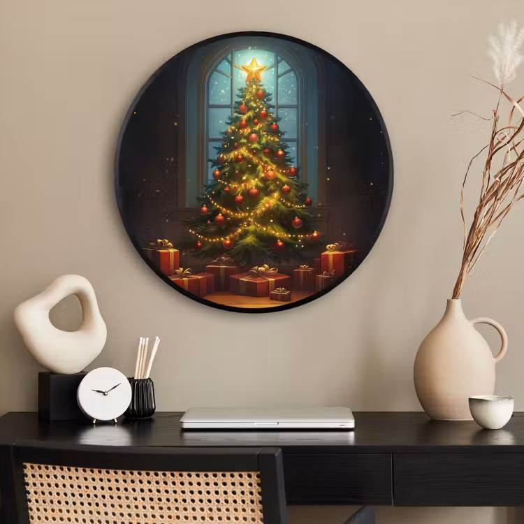 Ronde fotolijst - Kerstboom - Cadeau - Kerst - Winter — 2