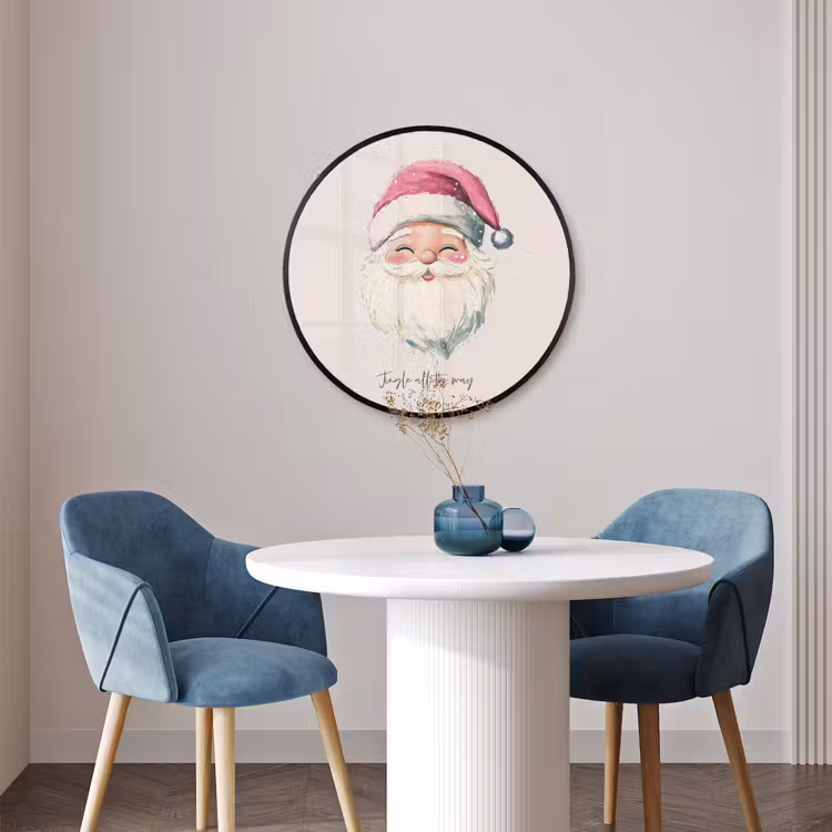 Ronde fotolijst - Kerstman - Kerst - Quote - Beige — 3