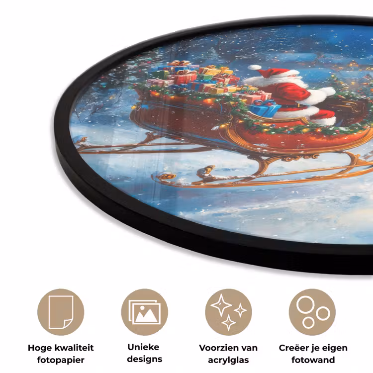 Ronde fotolijst - Kerstman - Rendier - Kerst - Sneeuw — 5