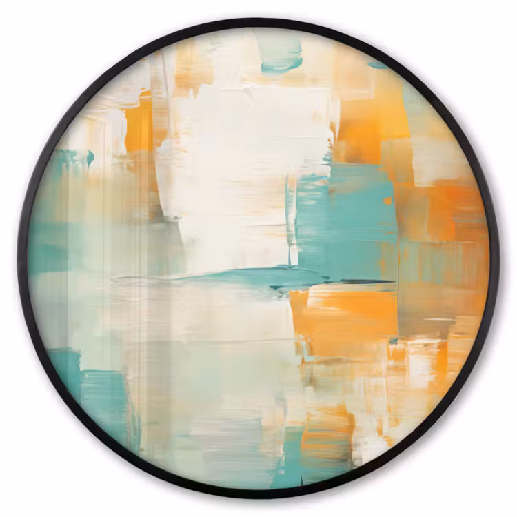Ronde fotolijst - Kunst - Abstract - Blauw - Wit — 1