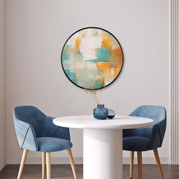 Ronde fotolijst - Kunst - Abstract - Blauw - Wit — 3