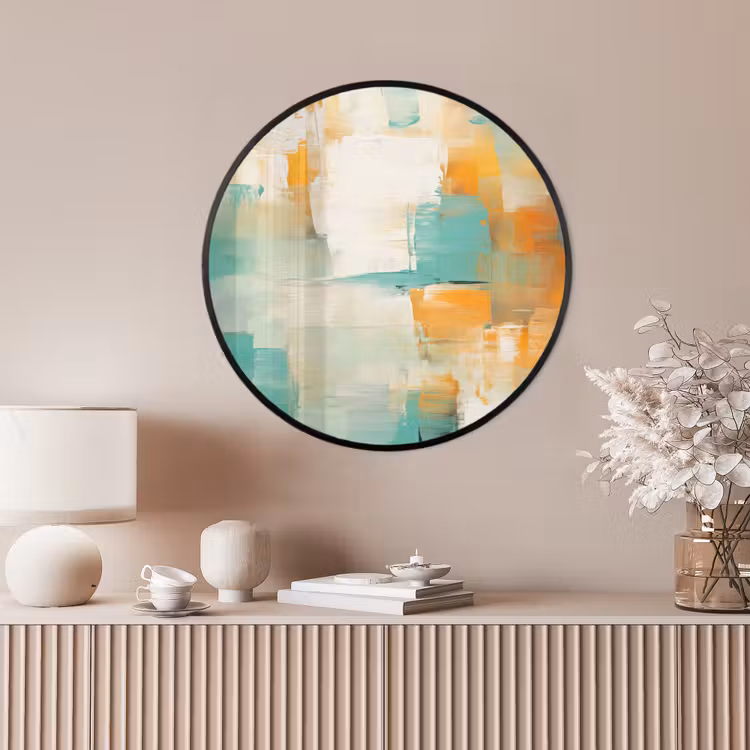 Ronde fotolijst - Kunst - Abstract - Blauw - Wit — 4