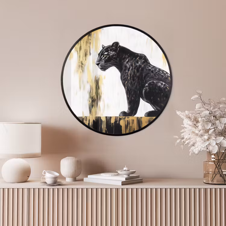 Ronde fotolijst - Panter - Zwart - Abstract - Goud — 4