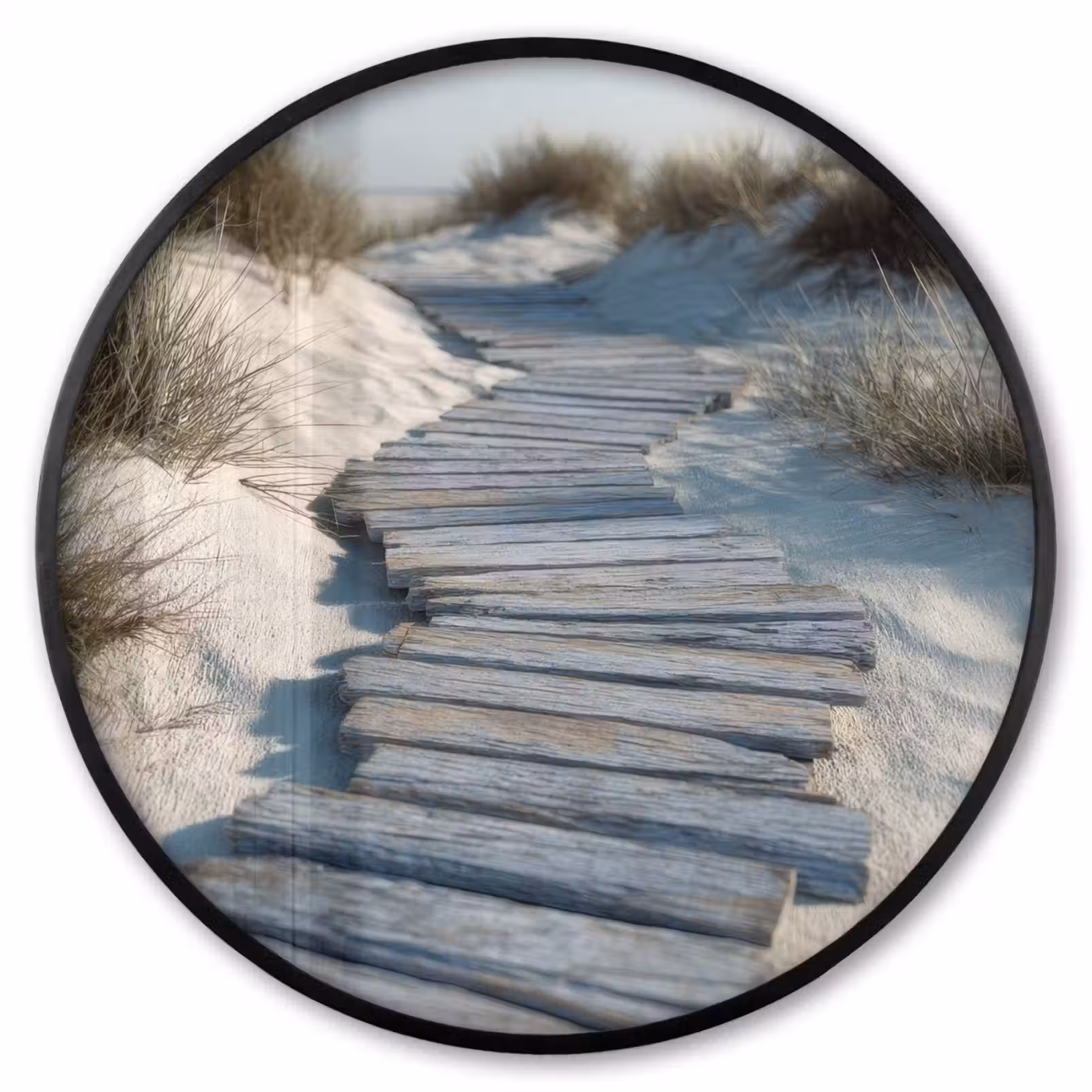 Ronde fotolijst - Pad - Planken - Duinen - Gras — 1