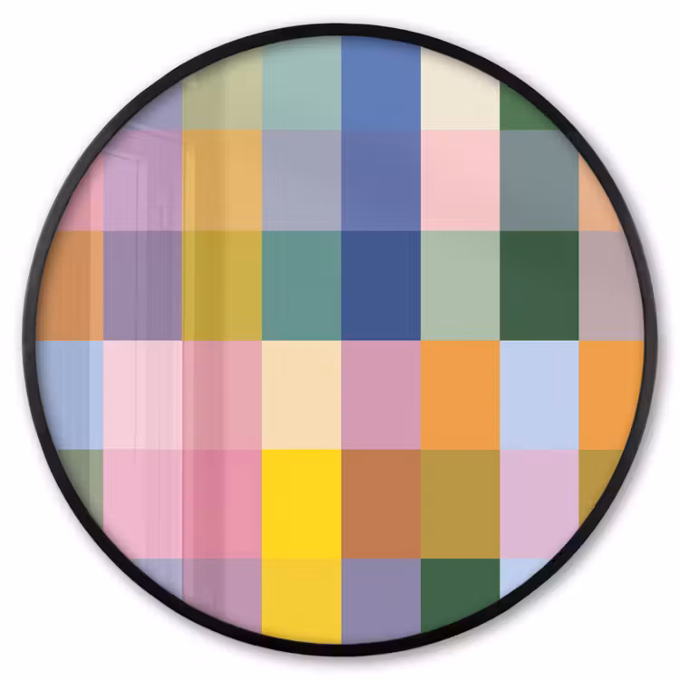 Ronde fotolijst - Blokken - Vierkant - Patroon - Gekleurd — 1