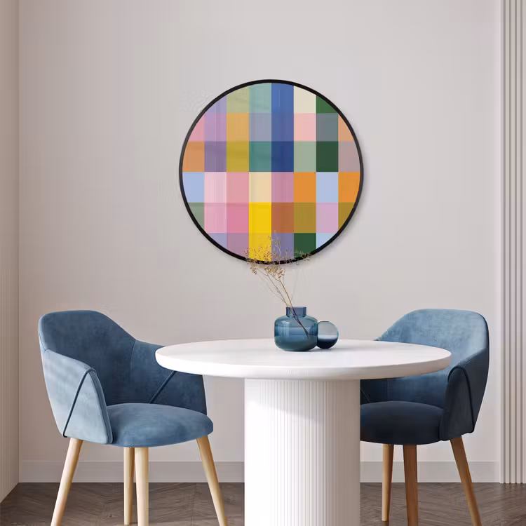 Ronde fotolijst - Blokken - Vierkant - Patroon - Gekleurd — 3