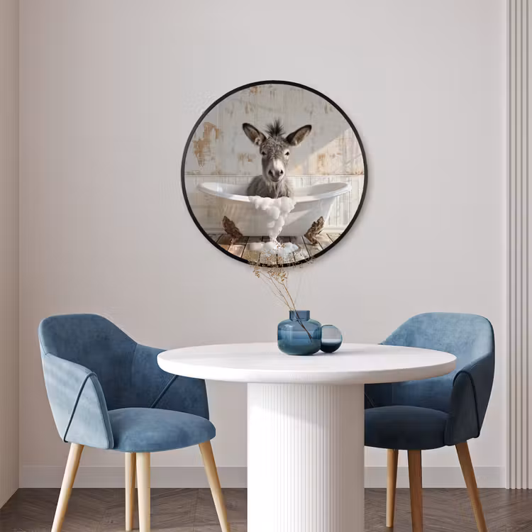 Ronde fotolijst - Ezel - Dieren - Badkuip - Schuim — 3