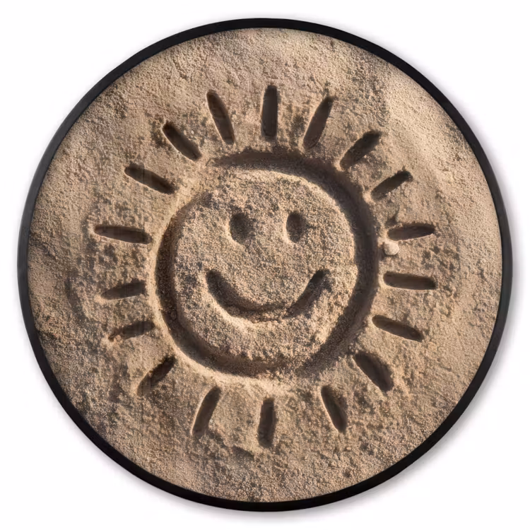 Ronde fotolijst - Gezichtje - Zon - Zand - Getekend — 1
