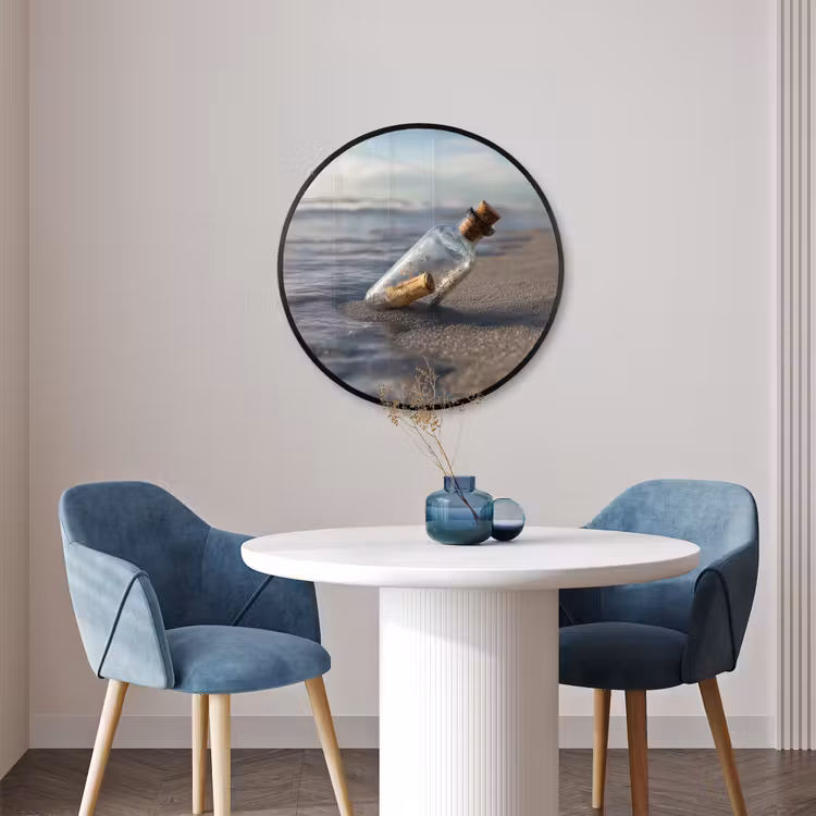 Ronde fotolijst - Glazenfles - Post - Zee - Zand — 3