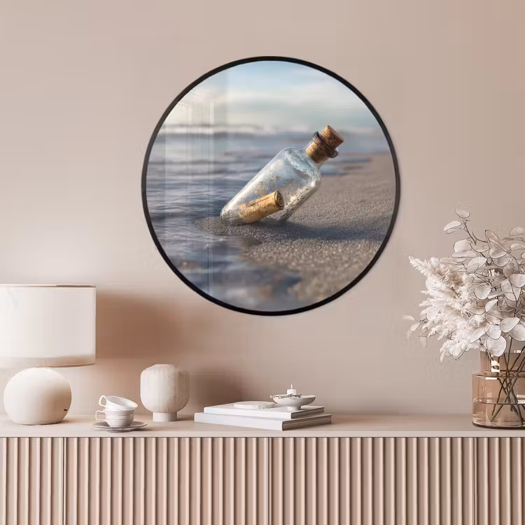 Ronde fotolijst - Glazenfles - Post - Zee - Zand — 4