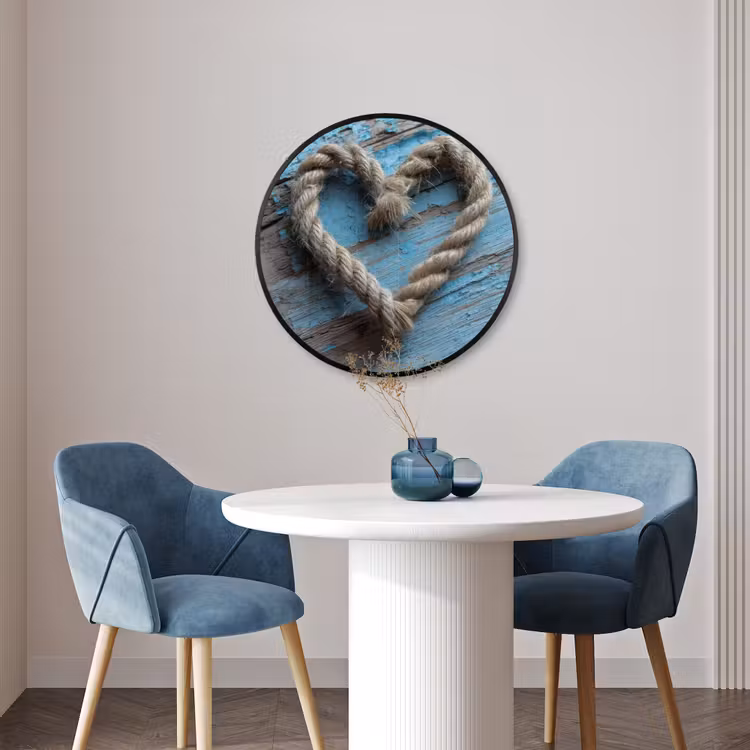 Ronde fotolijst - Hart - Touw - Hout - Rustiek — 3