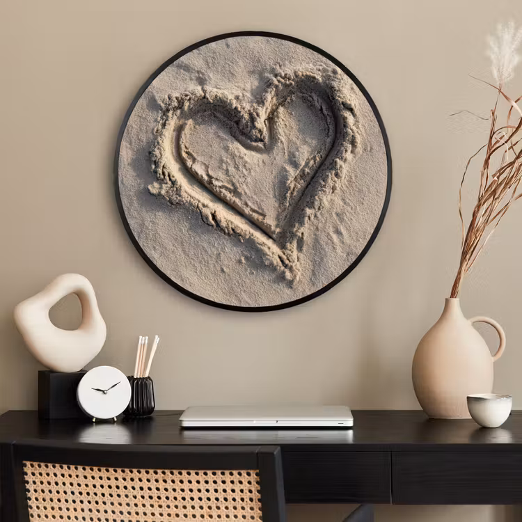 Ronde fotolijst - Hartvorm - Getekend - Beige - Zand — 2