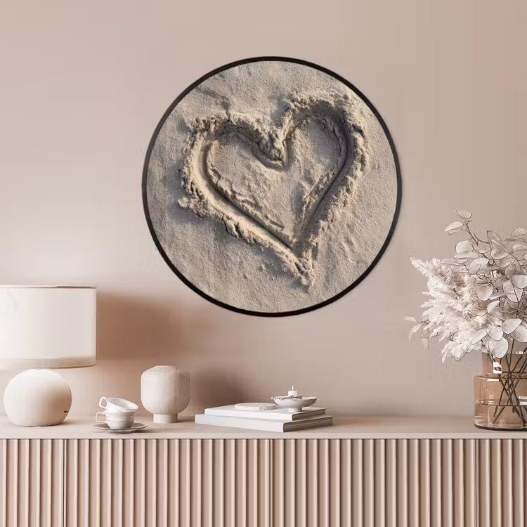 Ronde fotolijst - Hartvorm - Getekend - Beige - Zand — 4