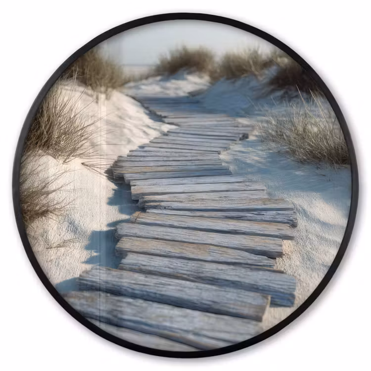 Ronde fotolijst - Pad - Planken - Duinen - Gras — 1