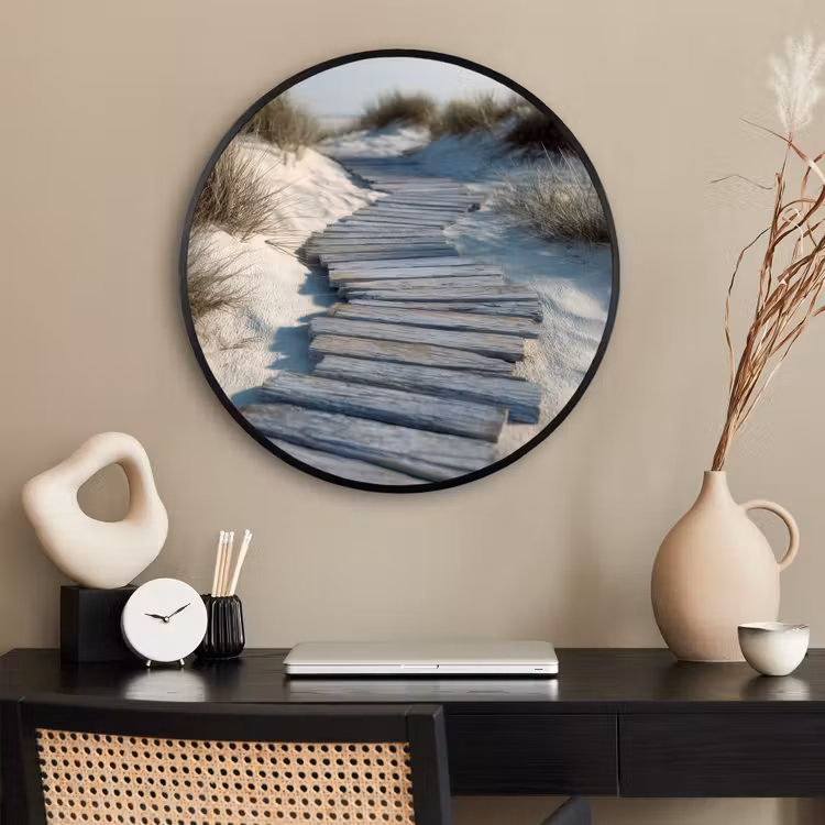 Ronde fotolijst - Pad - Planken - Duinen - Gras — 2