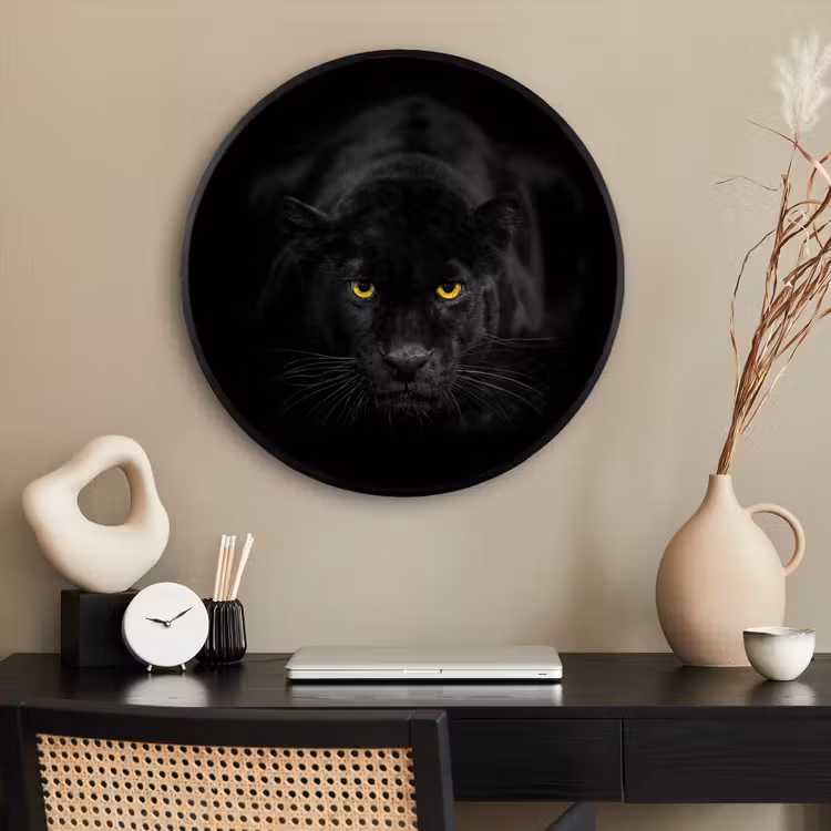 Ronde fotolijst - Panter - Dieren - Zwart - Ogen — 2