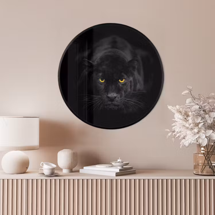 Ronde fotolijst - Panter - Dieren - Zwart - Ogen — 4