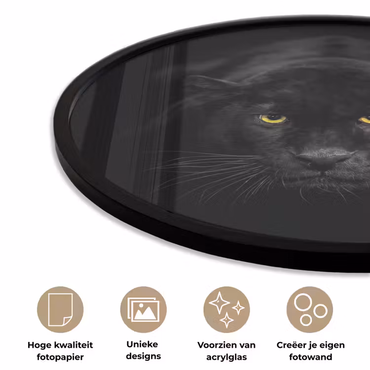 Ronde fotolijst - Panter - Dieren - Zwart - Ogen — 5