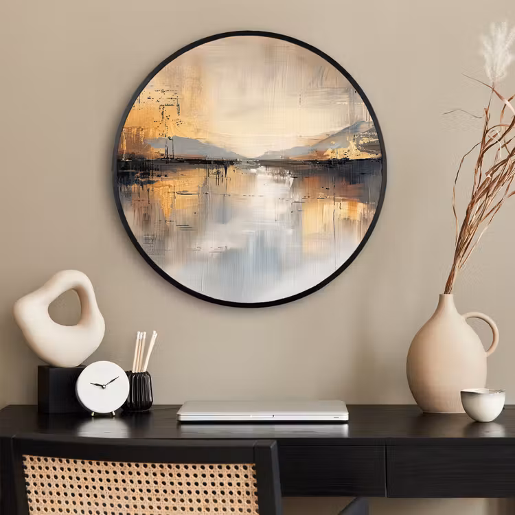 Ronde fotolijst - Abstract - Modern - Beige - Aesthetic - Goud — 2