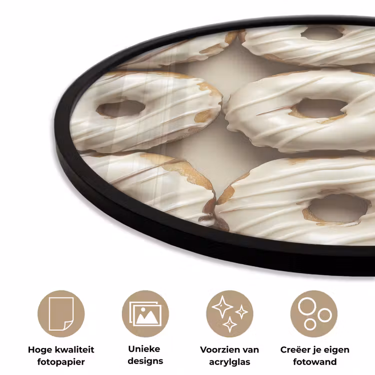 Ronde fotolijst - Donuts - Chocolade - Wit - Beige — 5