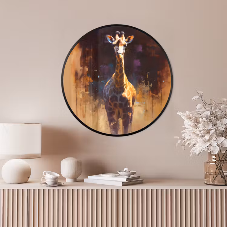 Ronde fotolijst - Giraf - Bruin - Abstract - Geschilderd — 4