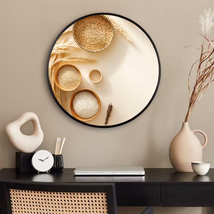 Ronde fotolijst - Granen - Hout - Kom - Beige — 2