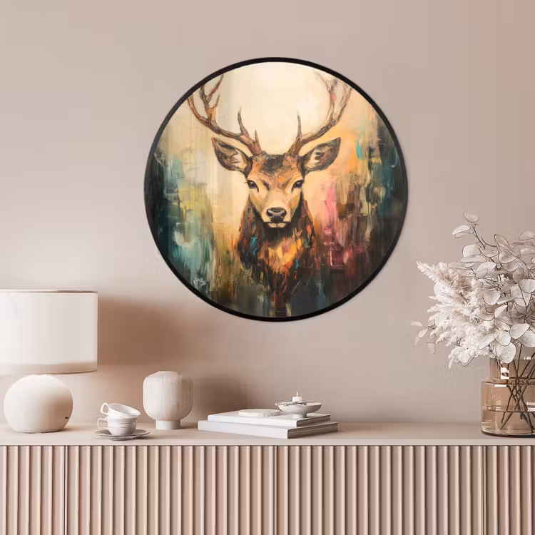 Ronde fotolijst - Hert - Geverfd - Gewei - Bruin — 4