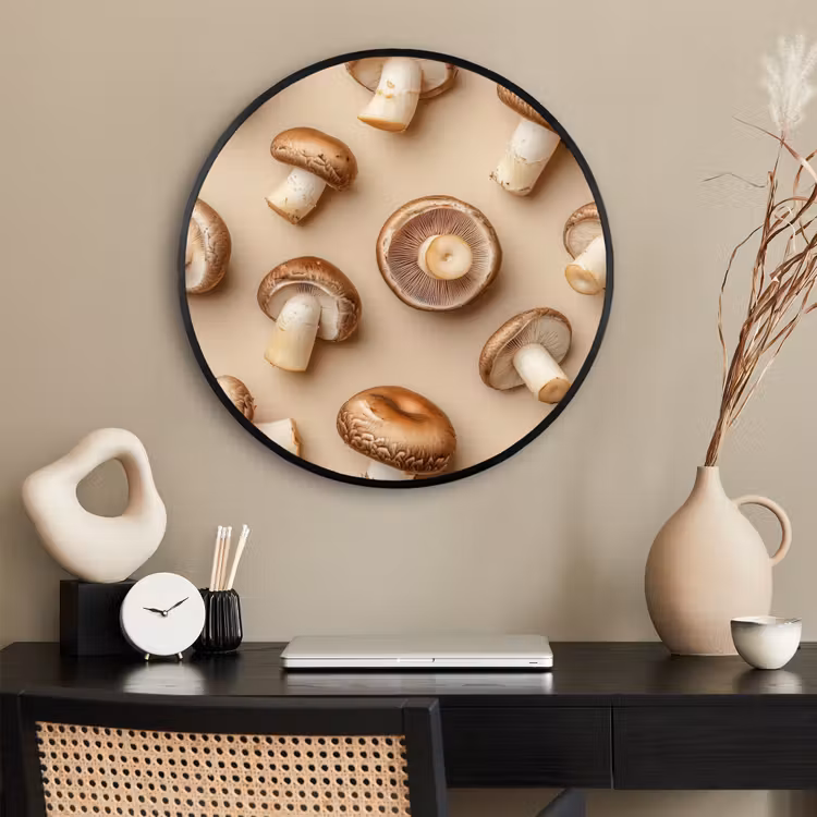 Ronde fotolijst - Kastanje Champignons - Beige — 2