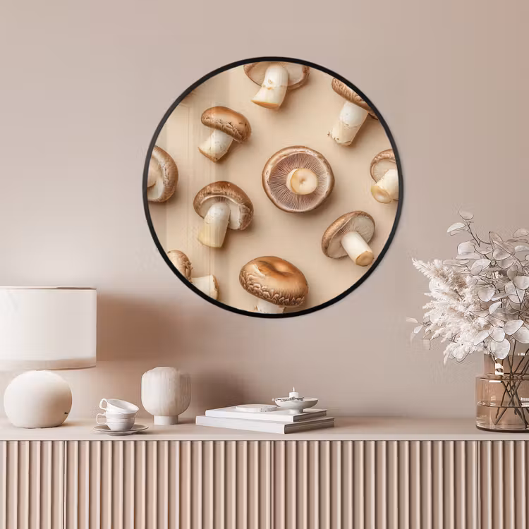 Ronde fotolijst - Kastanje Champignons - Beige — 4