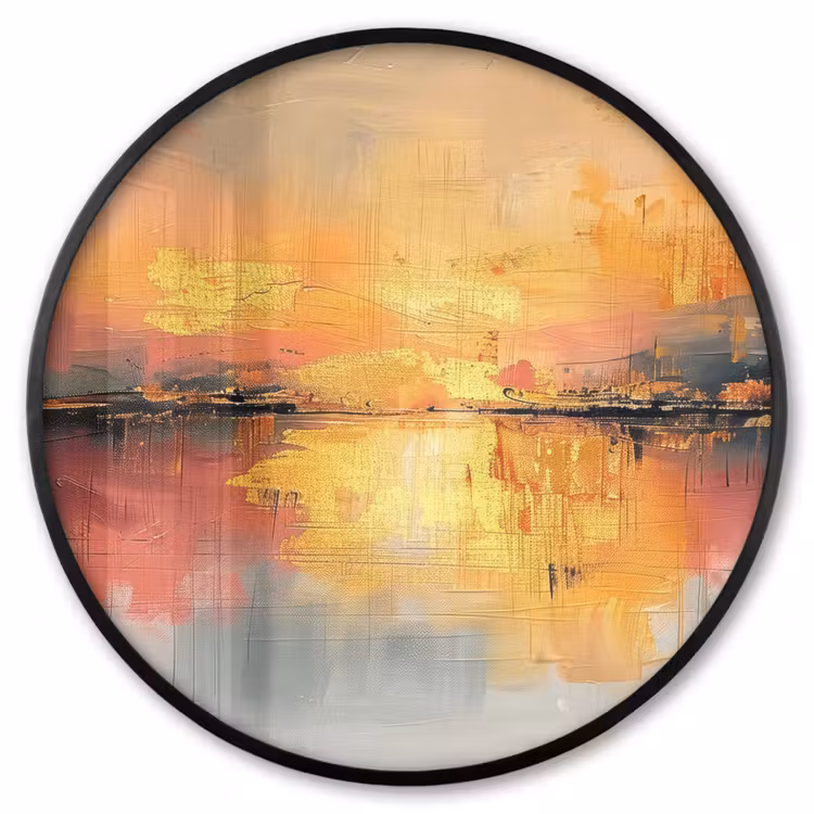 Ronde fotolijst - Modern - Abstract - Goud - Roze — 1