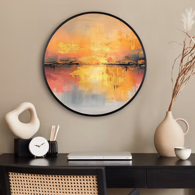 Ronde fotolijst - Modern - Abstract - Goud - Roze — 2