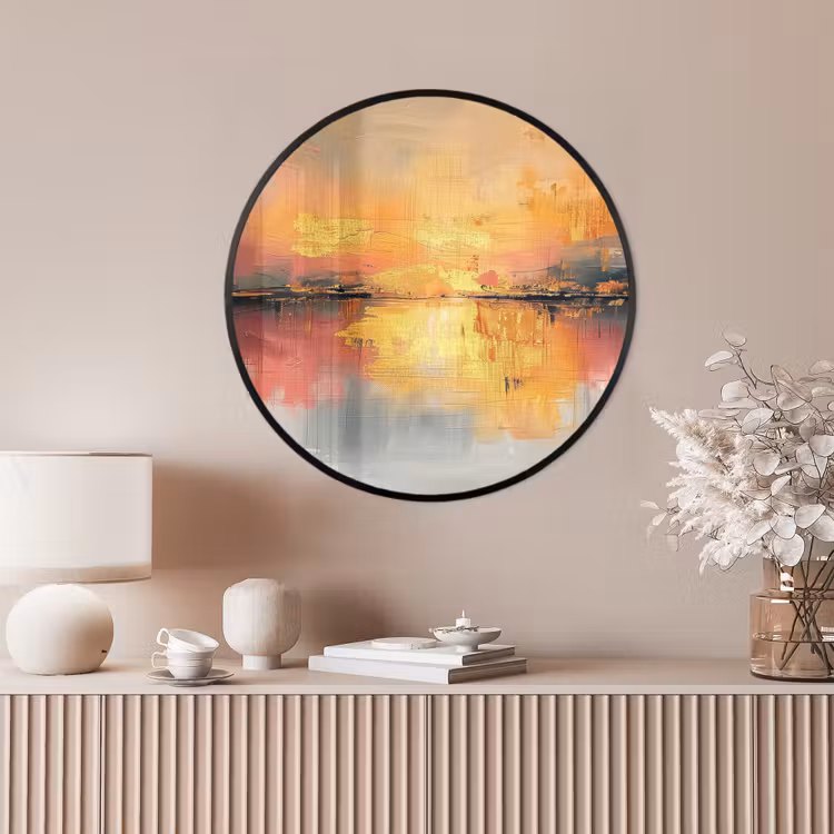 Ronde fotolijst - Modern - Abstract - Goud - Roze — 4