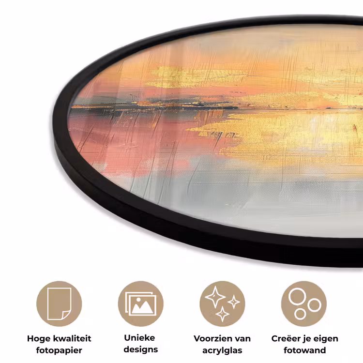 Ronde fotolijst - Modern - Abstract - Goud - Roze — 5