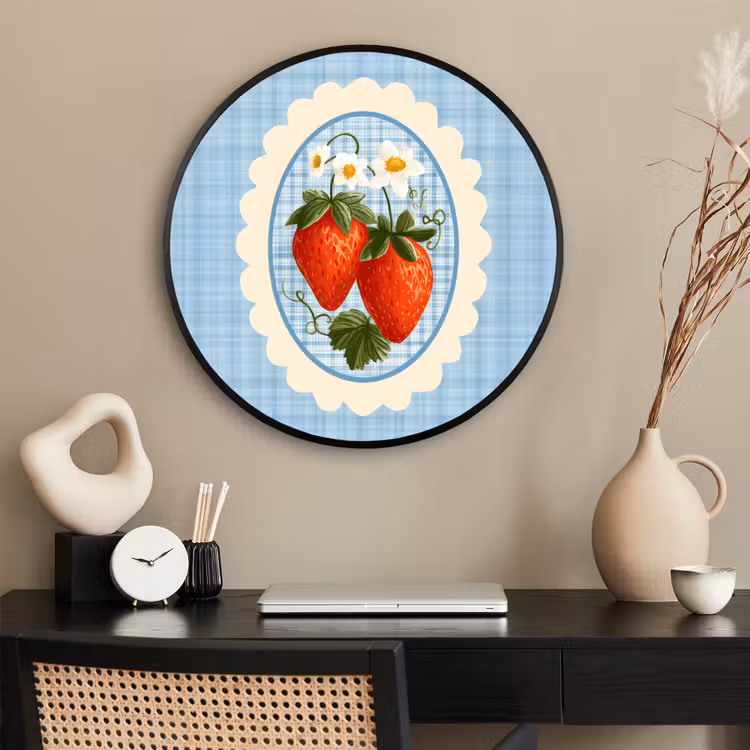 Ronde fotolijst - Aardbeien - Lijst - Rood - Geruit — 2