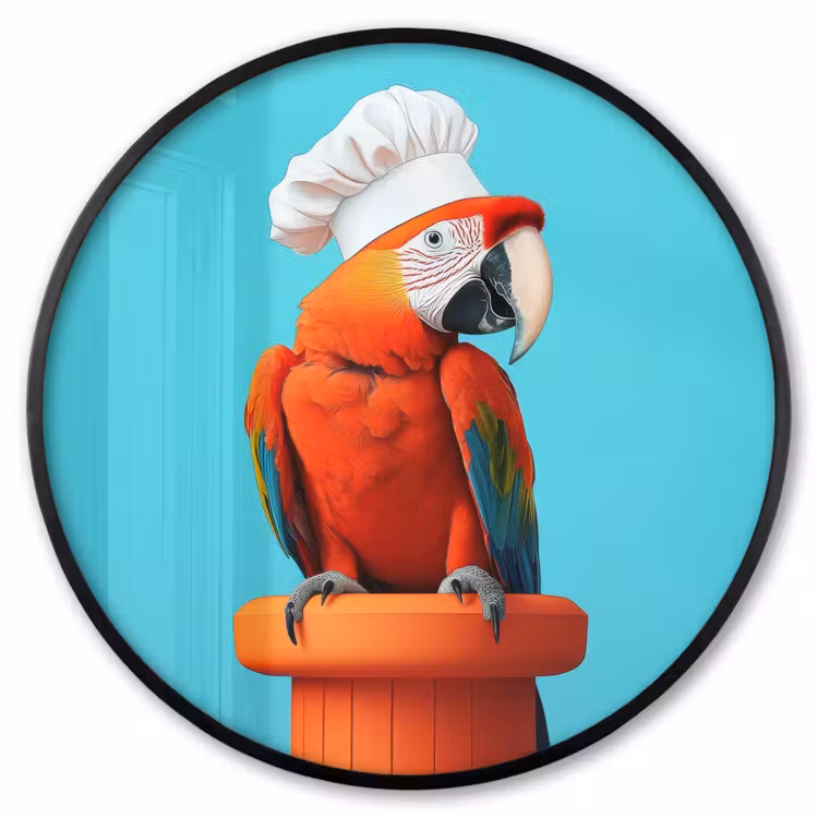 Ronde fotolijst - Ara - Koksmuts - Sokkel - Grappig — 1