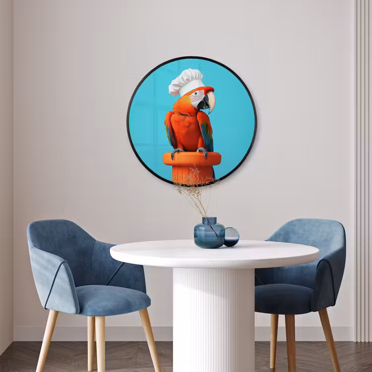Ronde fotolijst - Ara - Koksmuts - Sokkel - Grappig — 3