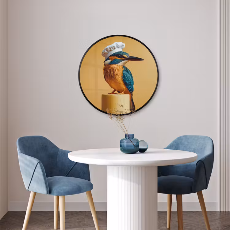 Ronde fotolijst - Ijsvogel - Pilaar - Koksmuts - Vogel — 3