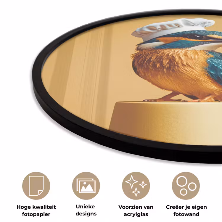 Ronde fotolijst - Ijsvogel - Pilaar - Koksmuts - Vogel — 5
