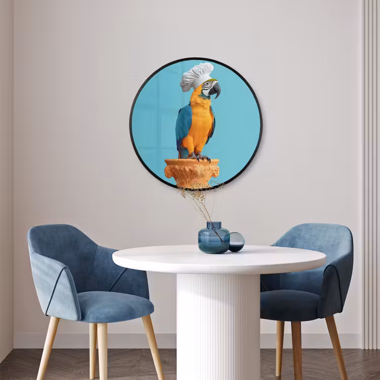 Ronde fotolijst - Papegaai - Koksmuts - Grappig - Vogel — 3