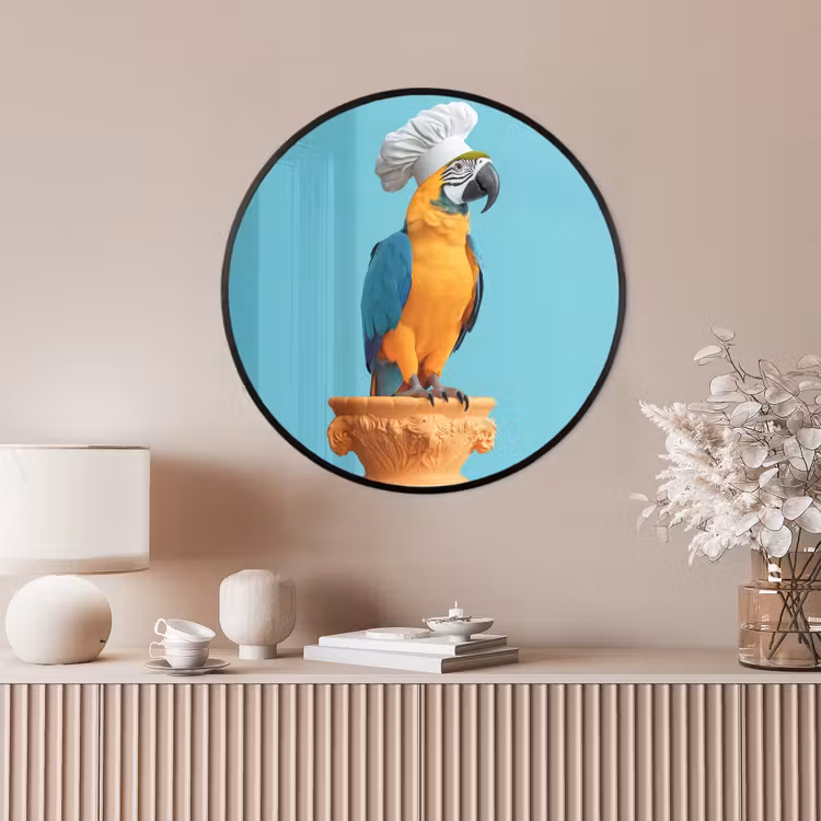 Ronde fotolijst - Papegaai - Koksmuts - Grappig - Vogel — 4