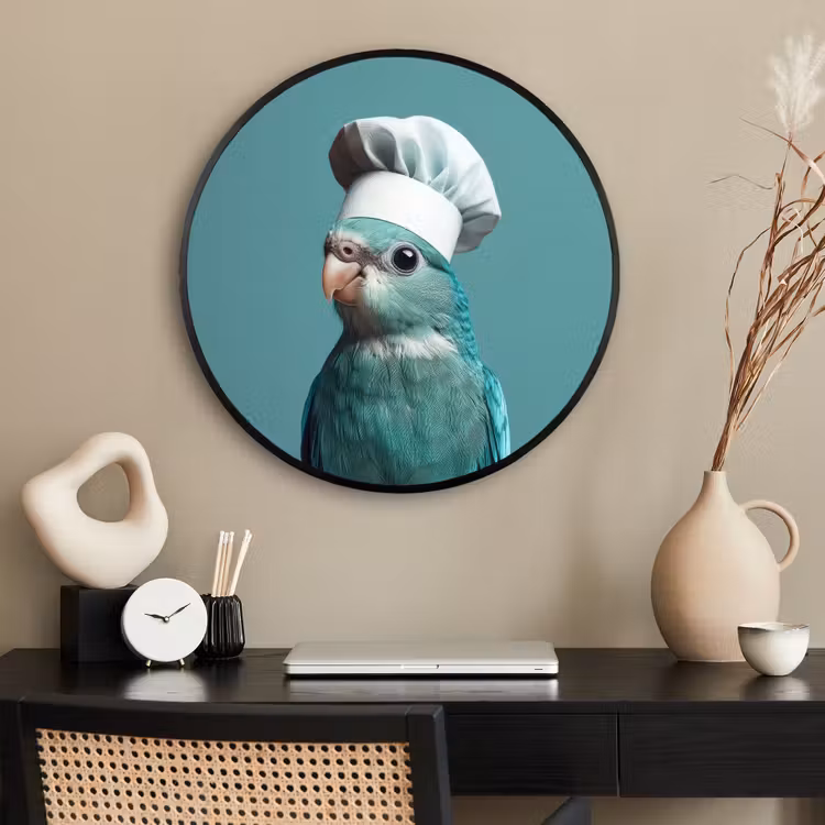 Ronde fotolijst - Parkiet - Vogel - Koksmuts - Cute — 2